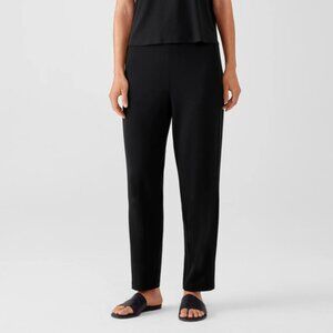 EILEEN FISHER SOFT SUEDED 100% SILK STRAIGHT LEG FLAT FRONT TROUSERS PANTS sz L